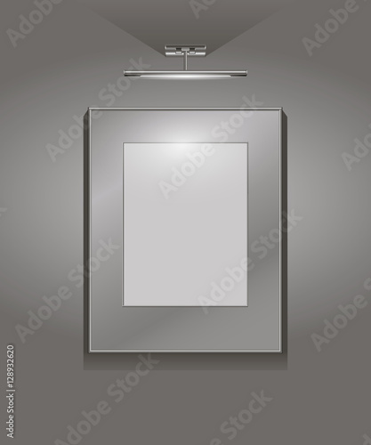 An empty aluminum frame on the wall, editable template, vector illustration