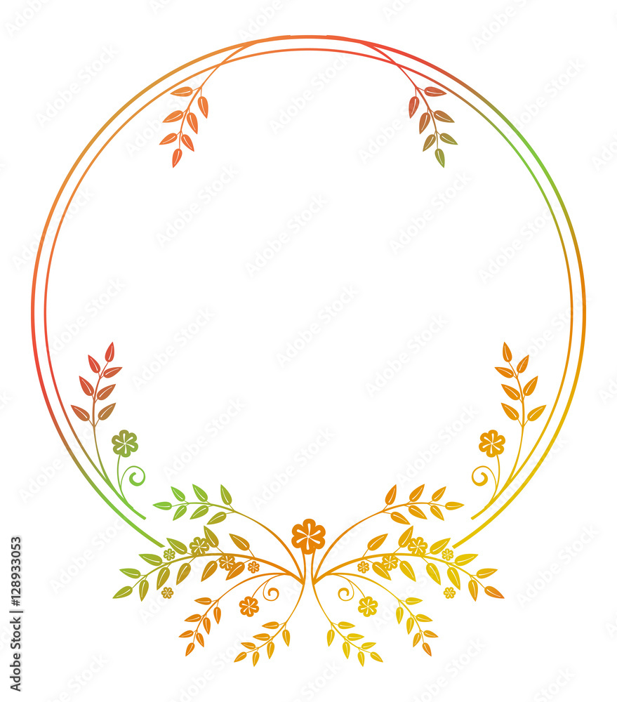 Beautiful round floral frame with gradient fill. Beautiful round floral frame with gradient fill.