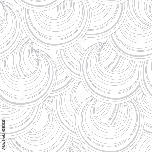 Abstract white circle line stripe seamless pattern. Chaotic flow line texture