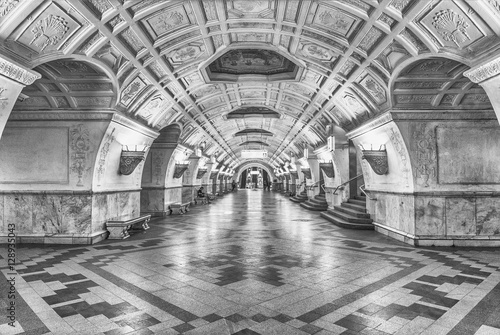 Interior of Belorusskaya subway station in Moscow, Russia photo