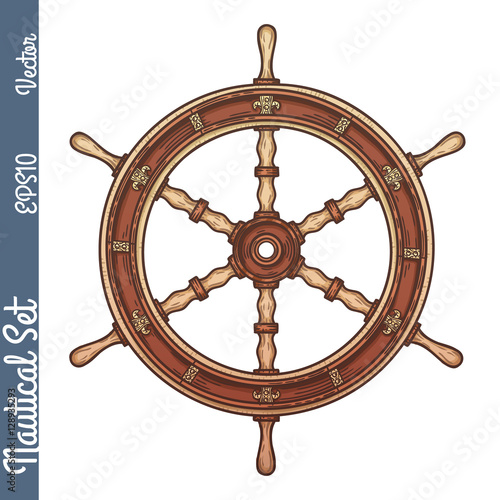 Hand drawn ship stearing wheel.