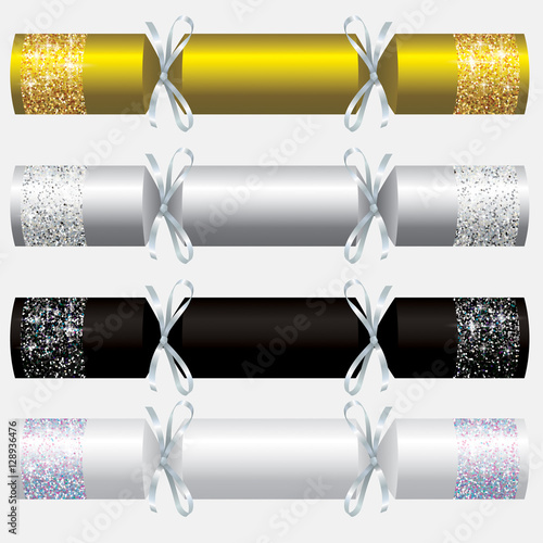 Glitter Christmas crackers in vector format.