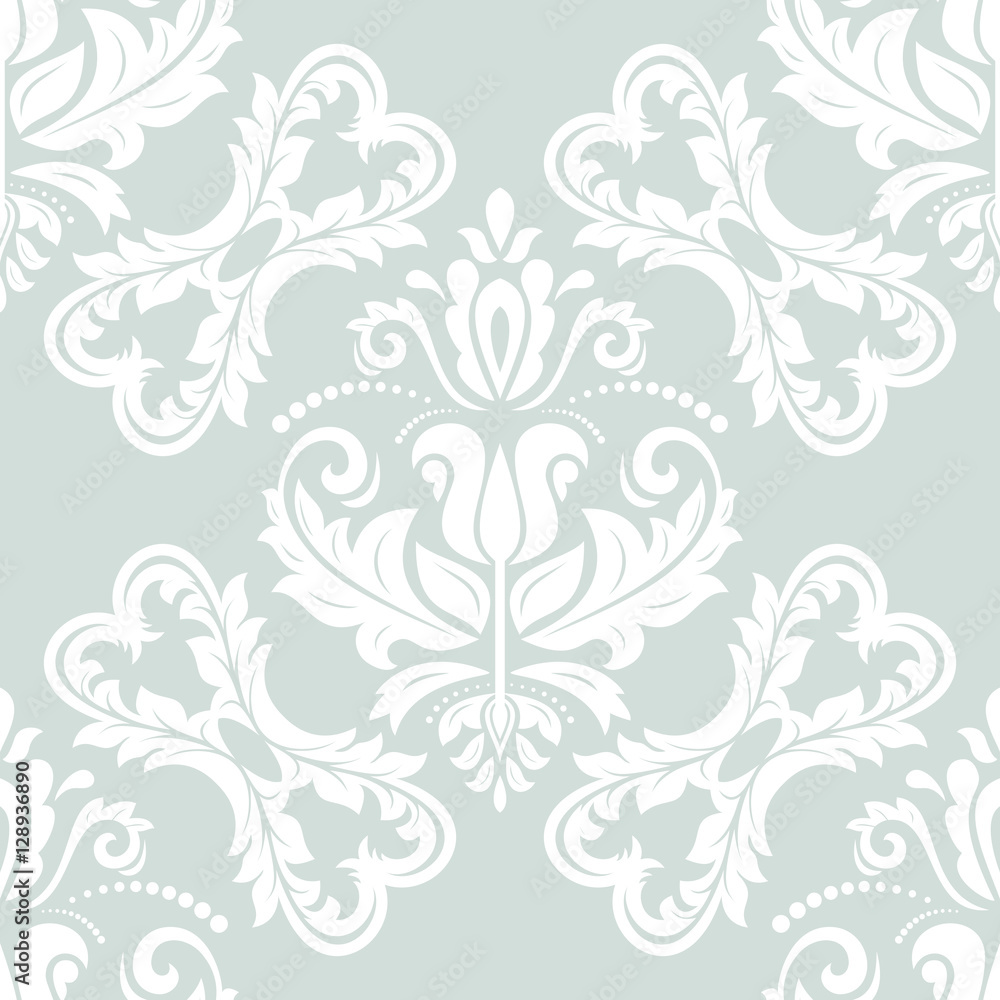 Oriental classic pattern. Seamless abstract background with repeating elements. Light blue and white pattern