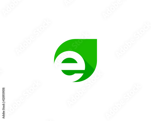 Letter Initial E Leaf Logo Design Template
