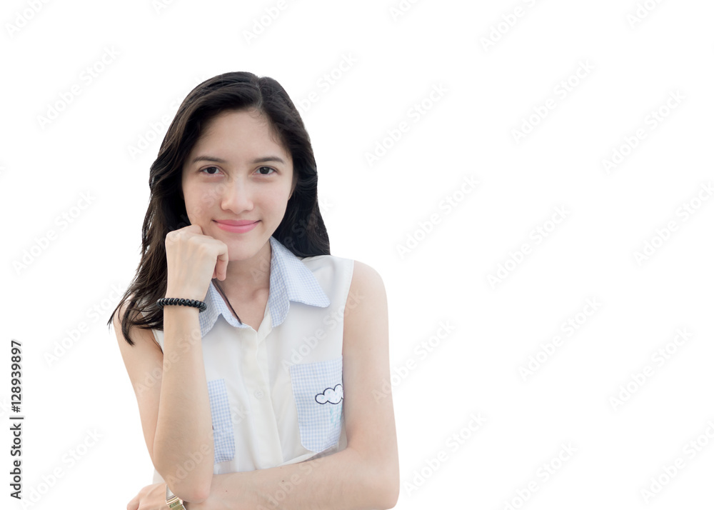 Portrait of a young beautiful asian girl. Isolated on white back Portrait of a young beautiful asian girl. Isolated on white back
