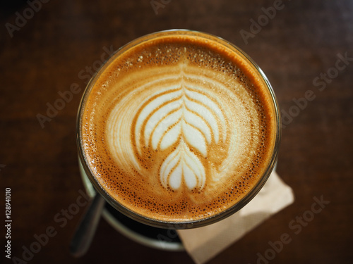 Flat White Coffee Closeup, Espresso with Steamed Milk