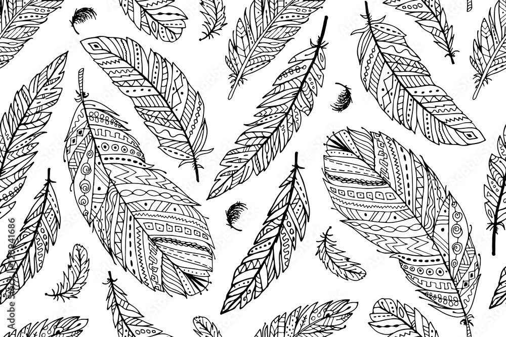 Feather seamless pattern for your design Feather seamless pattern for your design