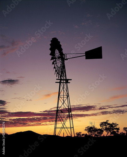Windmill at sunset.