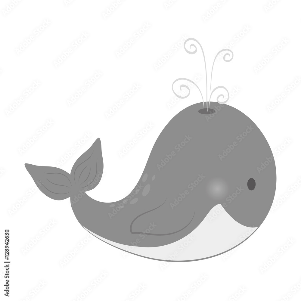 whale cute cartoon vector illustration icon graphic design