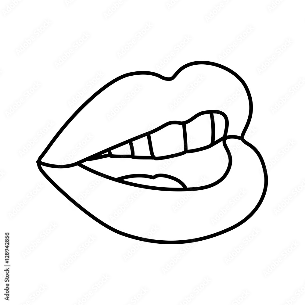 Naklejka premium Woman lips comic style icon vector illustration graphic design