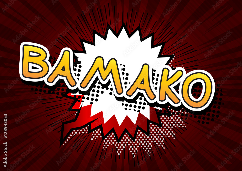 Bamako - Comic book style text on comic book abstract background. Bamako - Comic book style text on comic book abstract background.