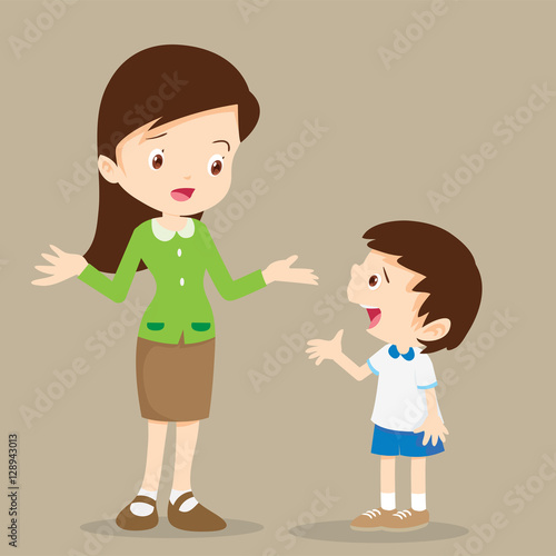 teacher talking with student