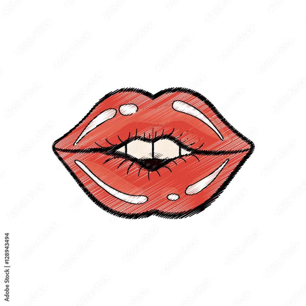 Woman lips comic style icon vector illustration graphic design Woman lips comic style icon vector illustration graphic design