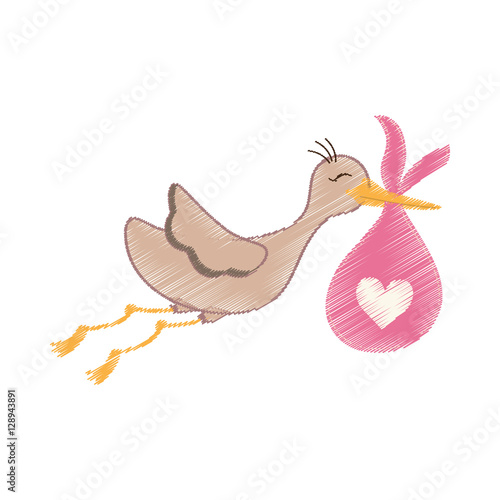 Newborn baby stork cartoon icon vector illustration graphic design