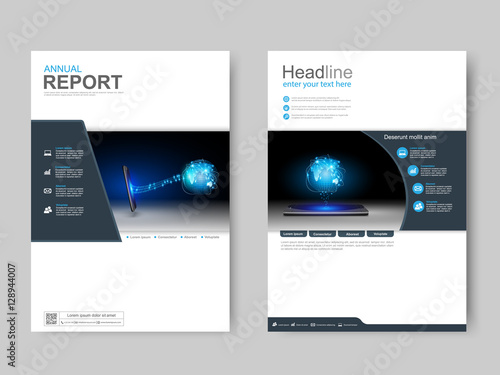 Smartphone technology cover page, annual report, Business templates, brochure, magazine, flyer, booklet. Cover design template, A4 size. Vector