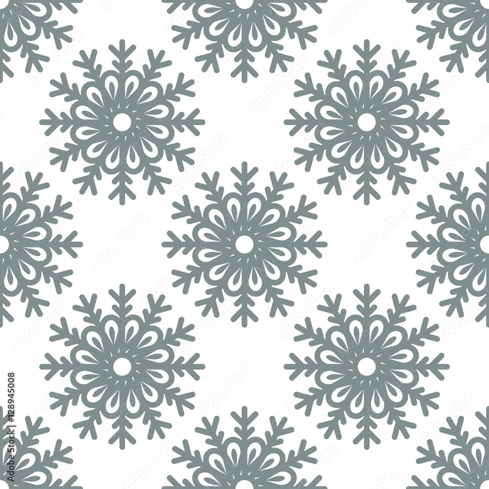 Seamless pattern with snowflakes. Continuous looping snow pattern for your background.