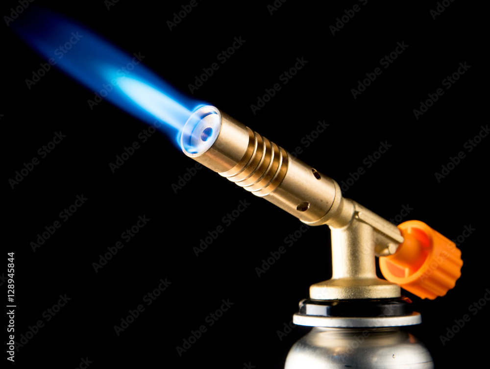 manual gas burner with blue flame