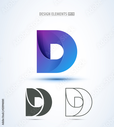 D company vector logo sign and symbol design. Vector abstract design elements. Color letters. Line art. Modern abstract design shapes on white background. photo