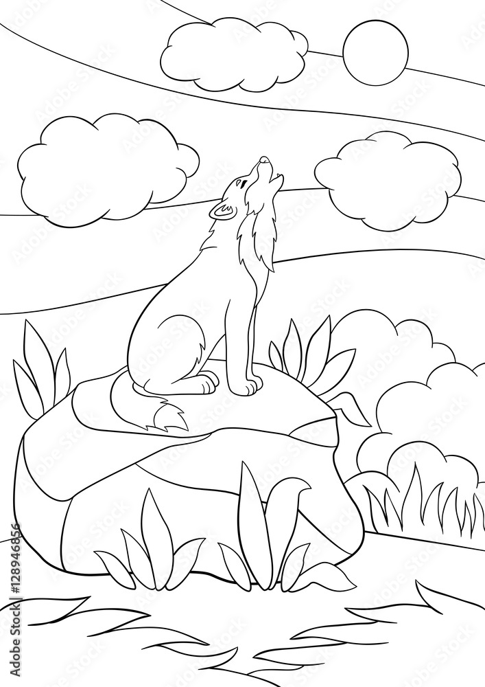 Wolf Howling At The Moon Coloring Pages
