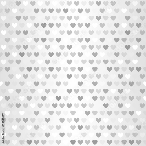 Heart pattern. Seamless glowing silver vector background