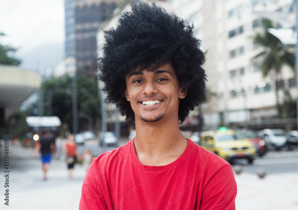 Happy african american man with typical afro hair Happy african american man with typical afro hair
