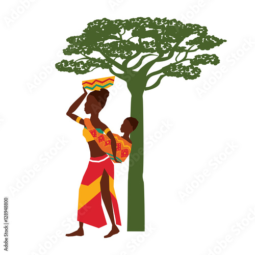 African woman baby icon vector illustration graphic design