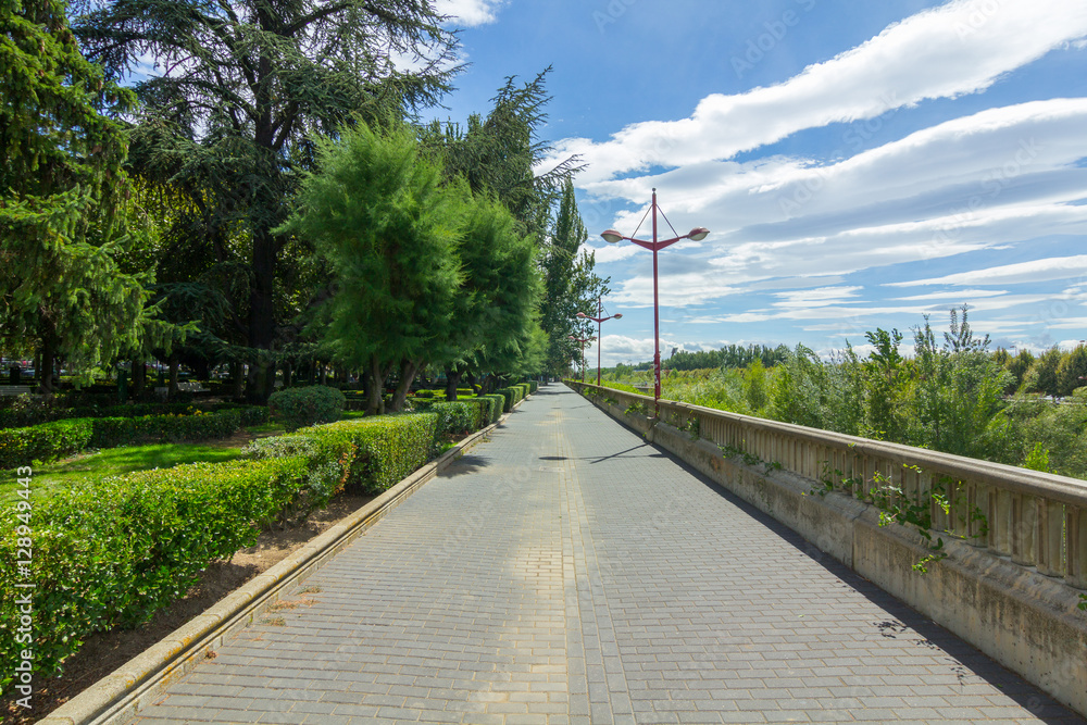 Walking and biking trail in a park