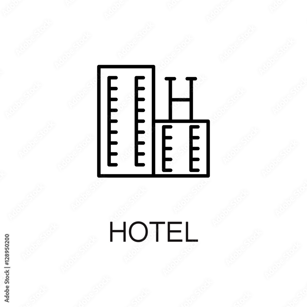 Hotel flat icon or logo for web design.