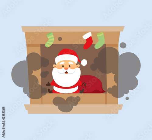 Santa fell into fireplace