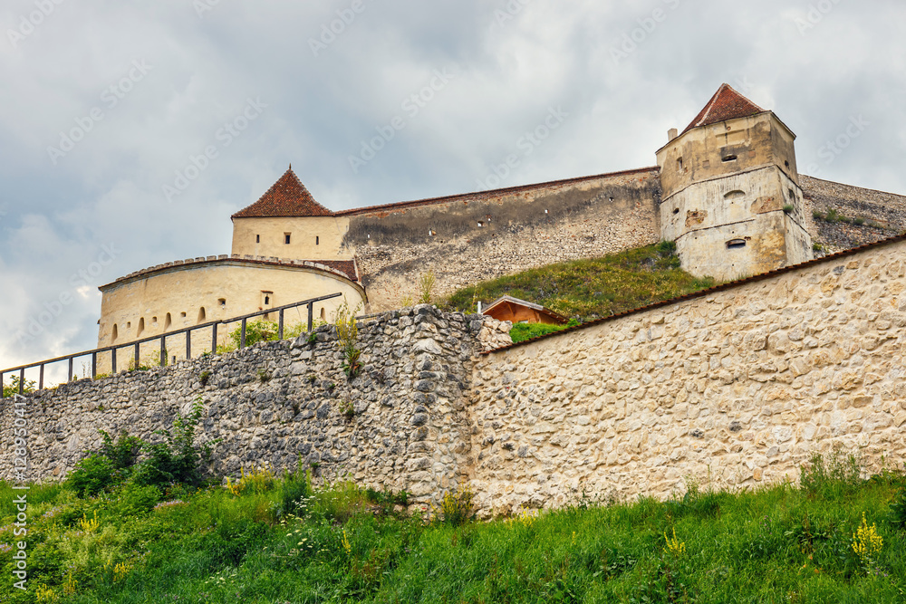 Medieval castle in Rasnov, Romania. Fortress was built between 1211 and 1225