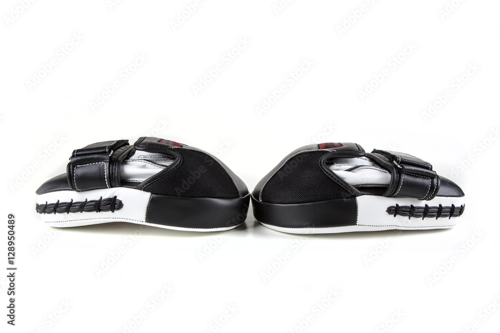 Thai boxing pads isolated on white background Thai boxing pads isolated on white background