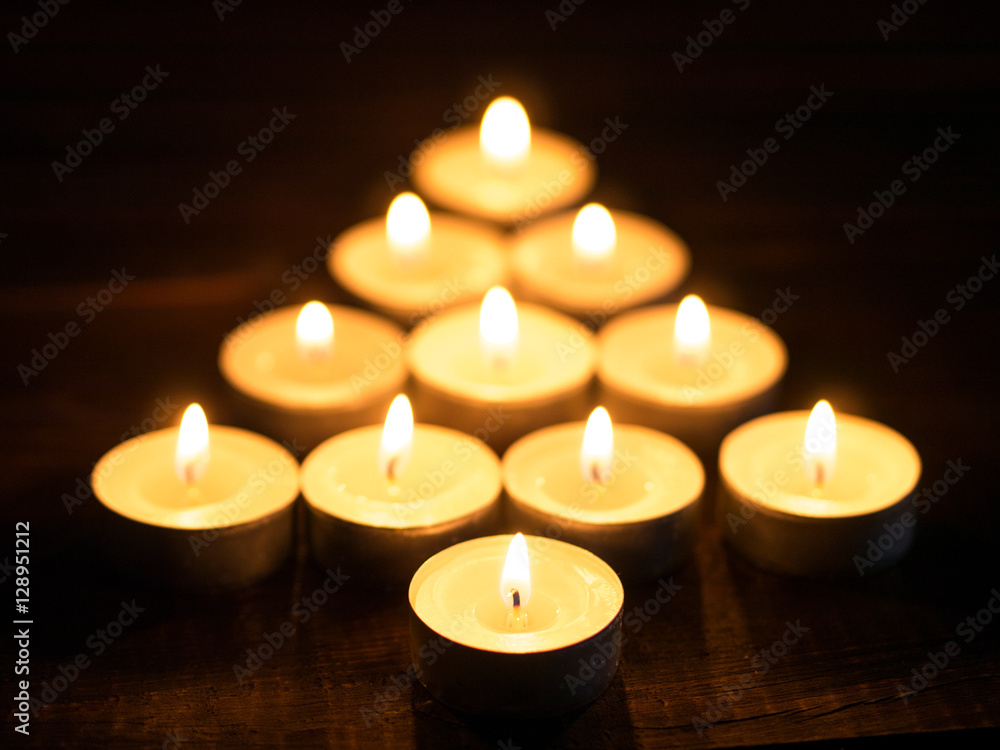 fir-tree shape from candle light
