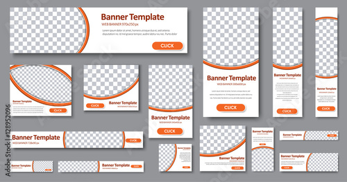 Templates web banners in standard sizes with space for photo