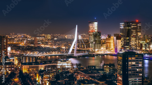 Rotterdam night in holland photo