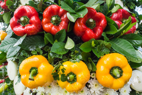 Fresh red and yellow sweet pepper.