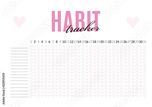 Monthly planer habit tracker blank template