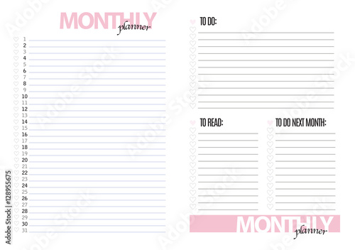 monthly planer blank template