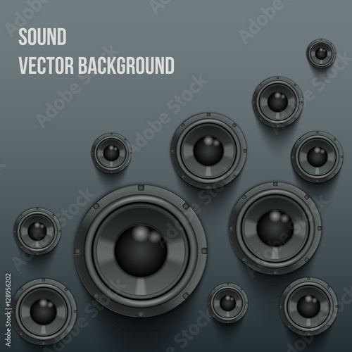 Background of Sound speakers Dynamics with shadows. Vector Illustration.