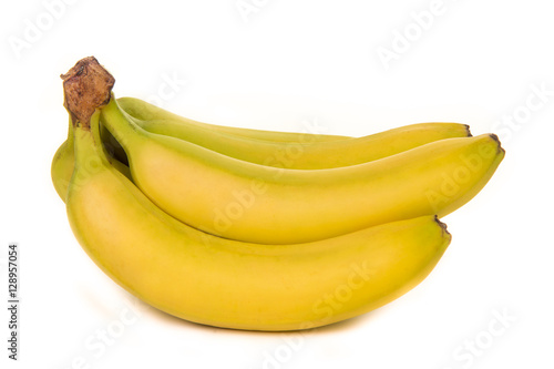 Bunch of ripe bananas on a white background