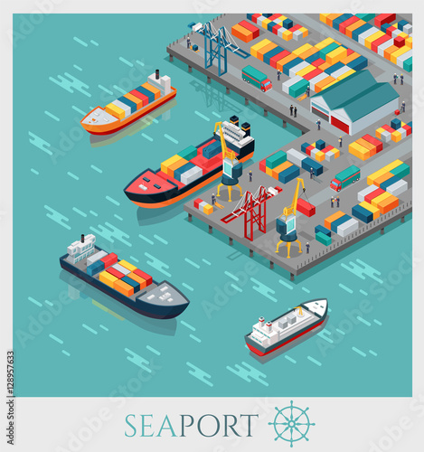 Isometric Commercial Sea Port.