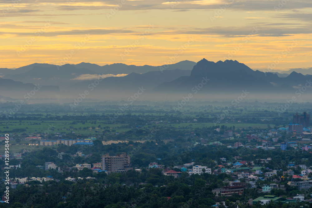 Mandalay city in a beautiful morning sunrise, Mandalay, Myanmar