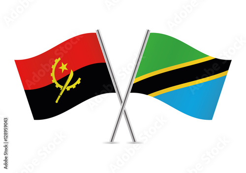 Angola and Tanzania flags. Vector illustration.