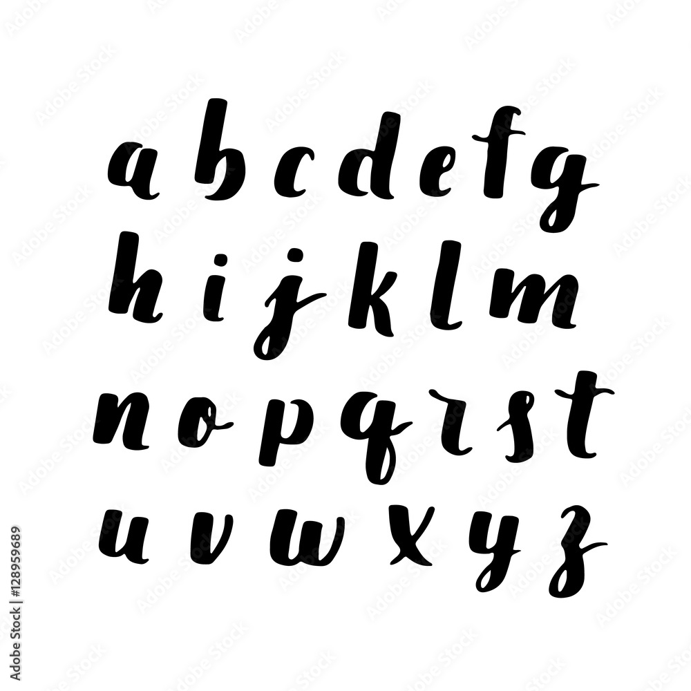 hand drawn alphabet. Brush painted letters. Handwritten script alphabet ...