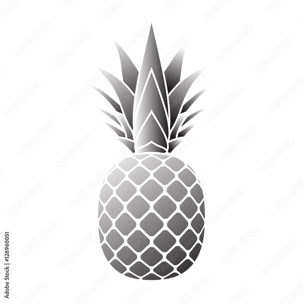 Pineapple silver icon. Tropical fruit isolated on white background. Symbol of food, sweet, exotic and summer, vitamin, healthy. Nature logo. 3D concept. Design element Vector illustration Pineapple silver icon. Tropical fruit isolated on white background. Symbol of food, sweet, exotic and summer, vitamin, healthy. Nature logo. 3D concept. Design element Vector illustration