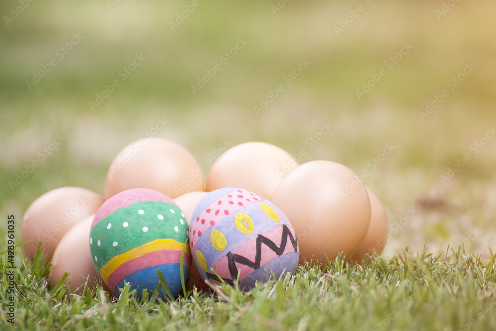 Easter with egg on grass