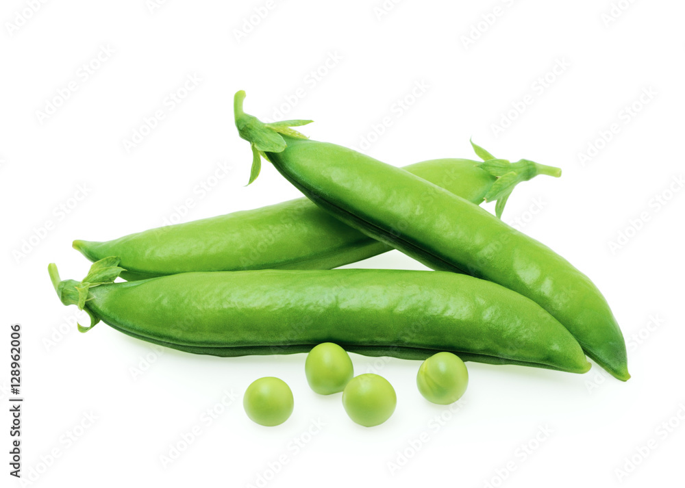 Pods of green peas isolated on the white background Pods of green peas isolated on the white background