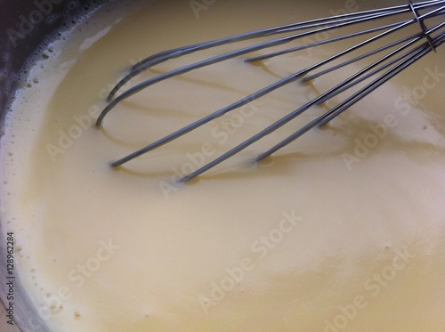 vanilla pudding in the pan