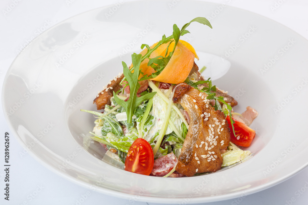 Salad with fried Pike perch Salad with fried Pike perch
