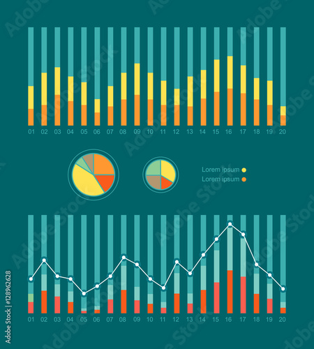 Graphs and Charts Show Weather Changing. Vector