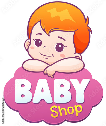 Vector Illustration of Cartoon Cute Baby. Baby shop logo concept